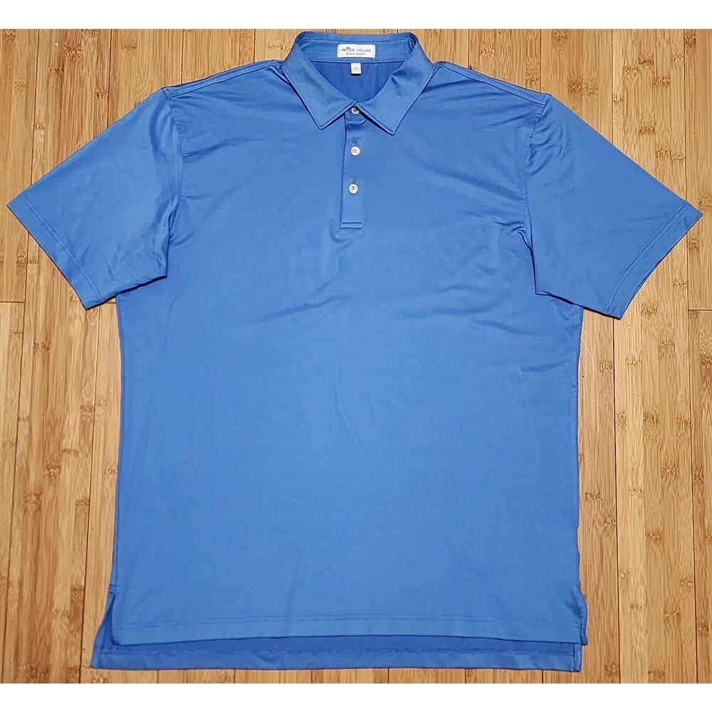Peter Millar Golf Polo Shirt Mens Large Blue Short Sleeve Summer Comfort Sports